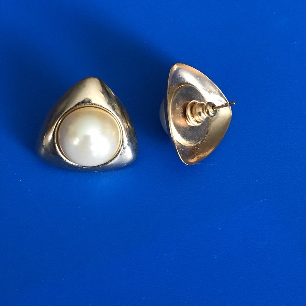 Vintage geometric pearl earrings - Picture 4 of 4